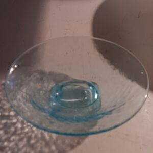 Vintage turquoise crackle glass bowl